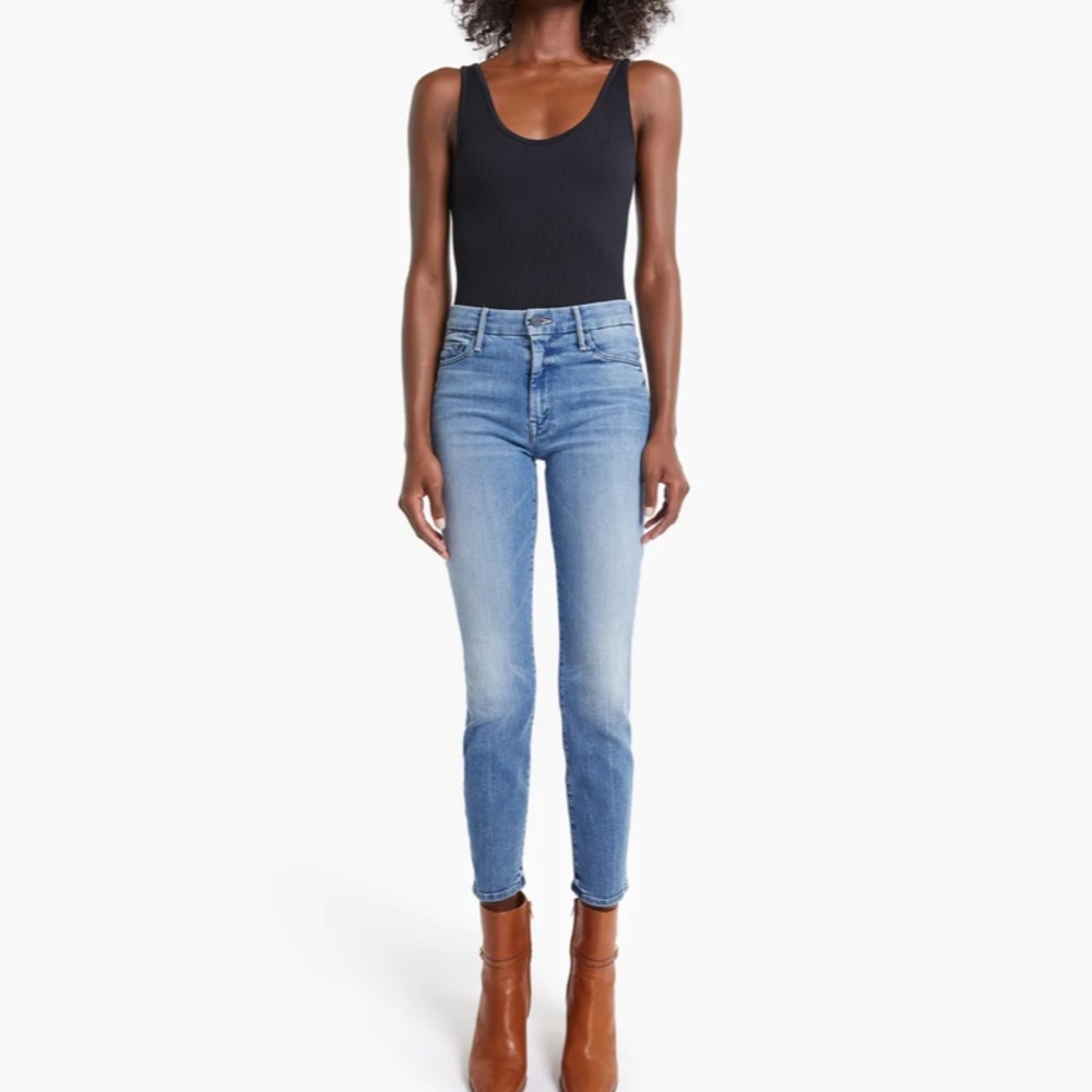 MOTHER Medium Light Blue High-Rise Skinny Jeans